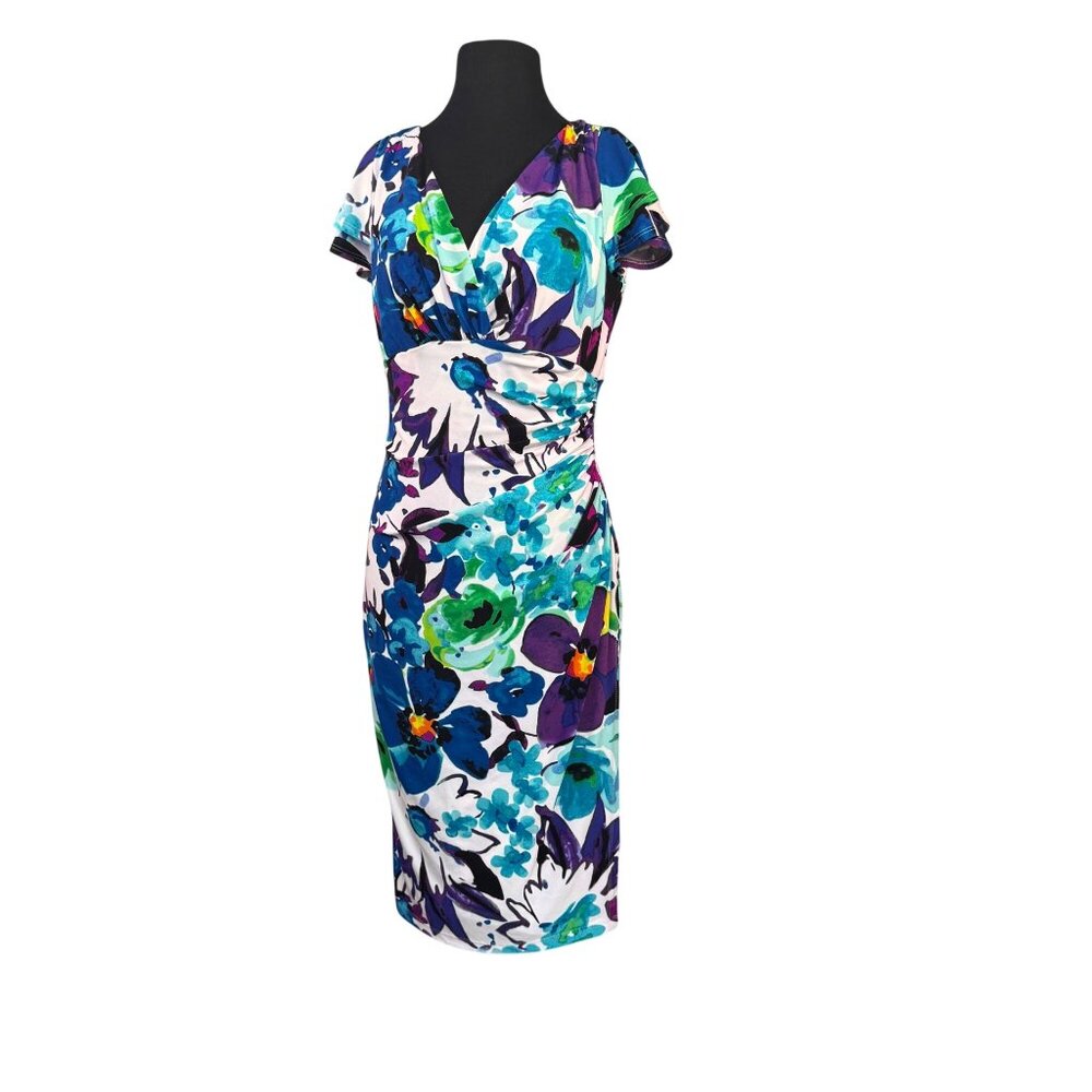 Lauren Ralph Lauren Size 10 Floral Print Wrap-Style Dress  Multicolor